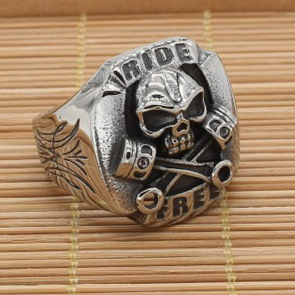 Gothic Ride Free Skull Piston Stainless Steel Ring | Heavy Metal Biker Band | Secure Checkout | Free Shipping | 7-Day Easy Returns - Image 5