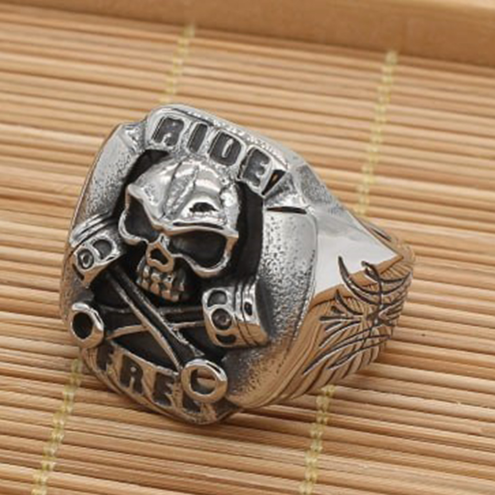 Gothic Ride Free Skull Piston Stainless Steel Ring | Heavy Metal Biker Band | Secure Checkout | Free Shipping | 7-Day Easy Returns - Image 4