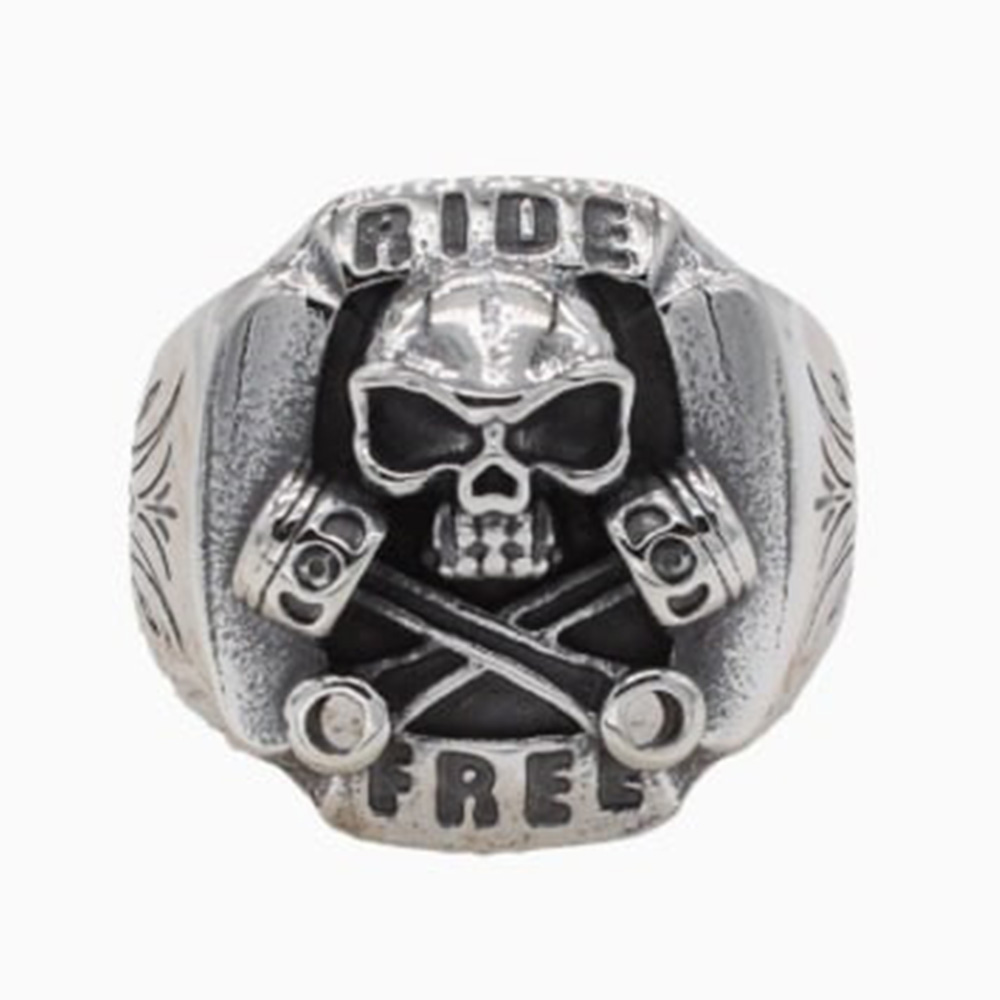 Gothic Ride Free Skull Piston Stainless Steel Ring | Heavy Metal Biker Band | Secure Checkout | Free Shipping | 7-Day Easy Returns - Image 2