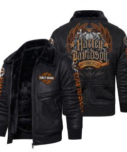 Alternative view of Men's Vintage Sherpa Fleece Lined Leather Flight Bomber Jacket | Heavyweight Winter Biker Coat | Secure Checkout | Tracked Shipping | 7-Day Easy Returns (Copy)