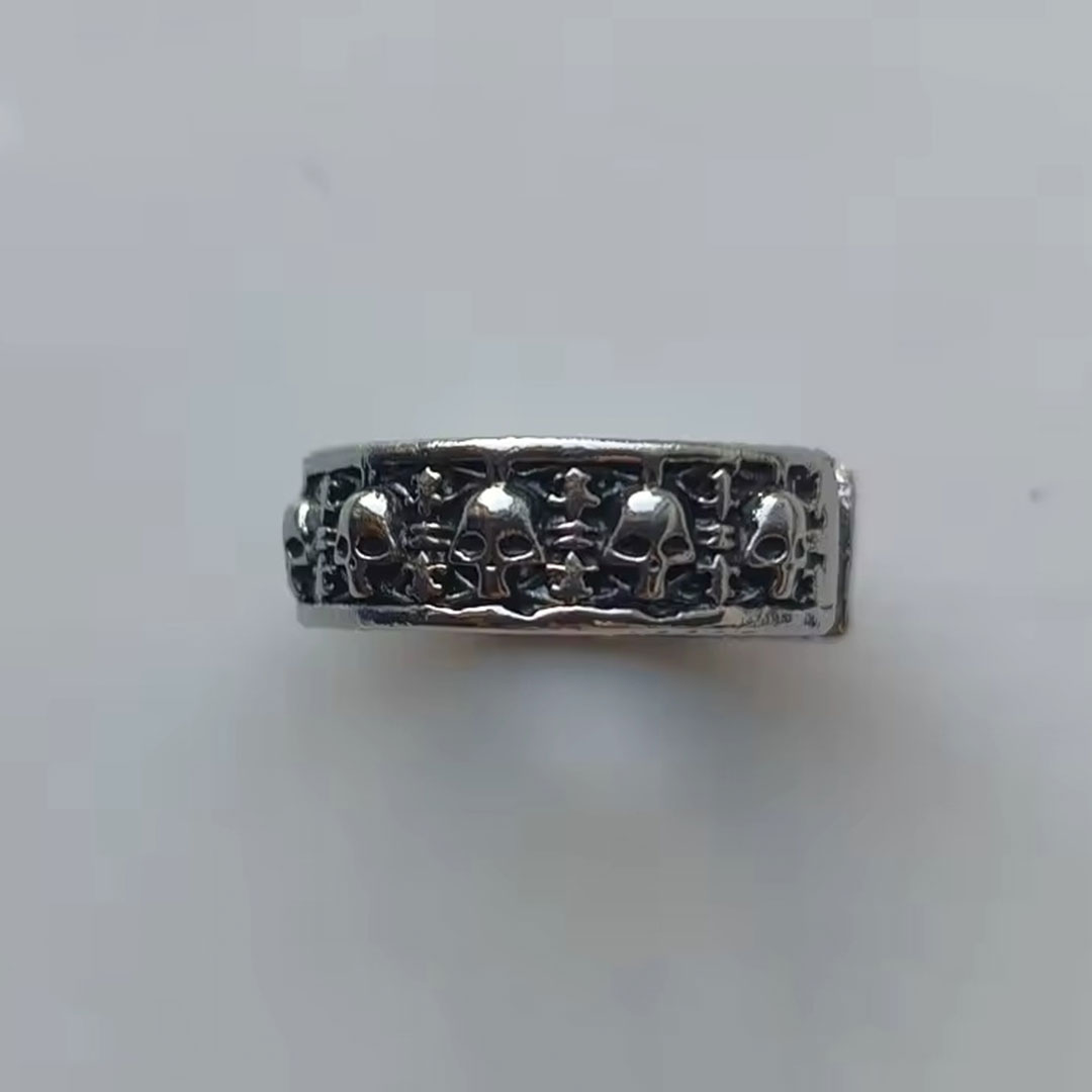 Vintage Gothic Skull Adjustable Ring | Open Band Biker Jewelry | Secure Checkout | Tracked Shipping | 7-Day Easy Returns - Image 4