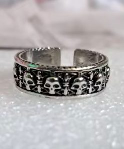 Vintage Gothic Skull Adjustable Ring | Open Band Biker Jewelry | Secure Checkout | Tracked Shipping | 7-Day Easy Returns