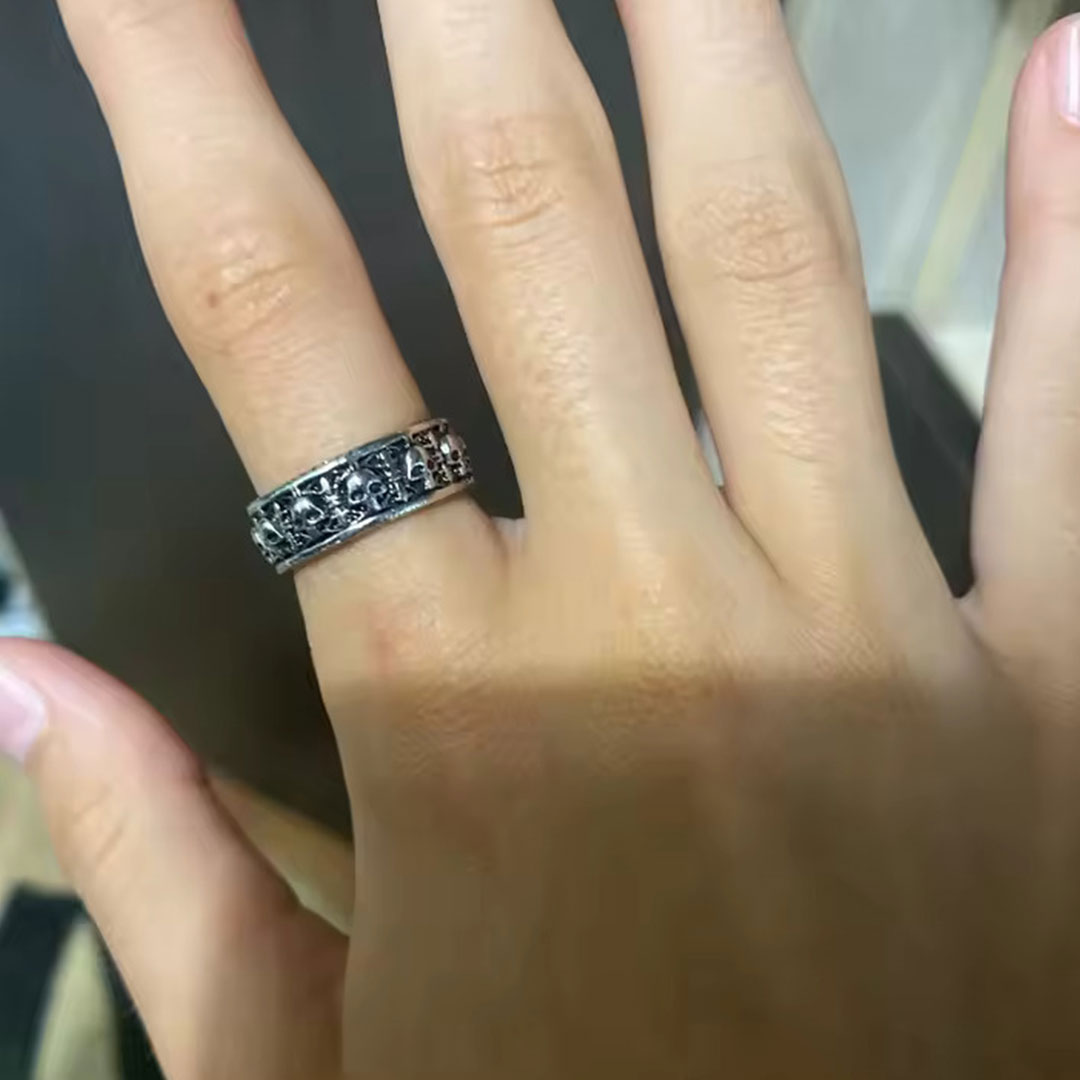 Vintage Gothic Skull Adjustable Ring | Open Band Biker Jewelry | Secure Checkout | Tracked Shipping | 7-Day Easy Returns - Image 3