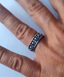 Alternative view of Vintage Gothic Skull Adjustable Ring | Open Band Biker Jewelry | Secure Checkout | Tracked Shipping | 7-Day Easy Returns