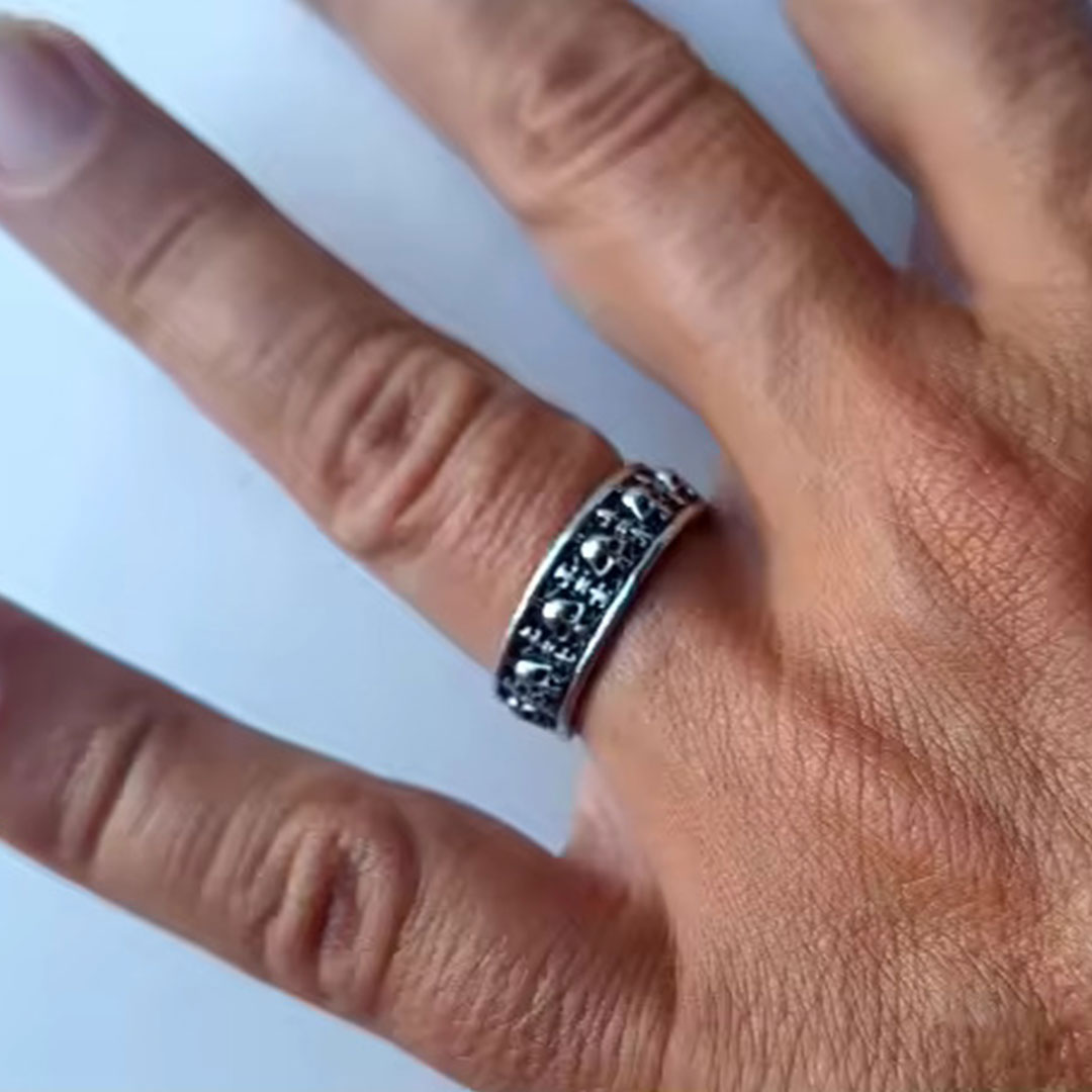 Vintage Gothic Skull Adjustable Ring | Open Band Biker Jewelry | Secure Checkout | Tracked Shipping | 7-Day Easy Returns - Image 2